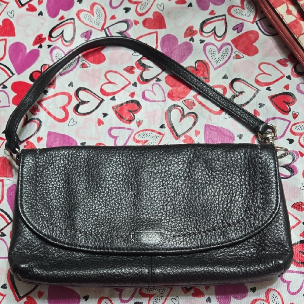Coach Black Leather Wristlet Clutch